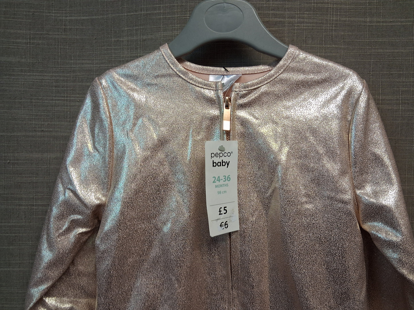 Pepco Girls Rose Gold Bomber Jacket Age 2-3 Years New