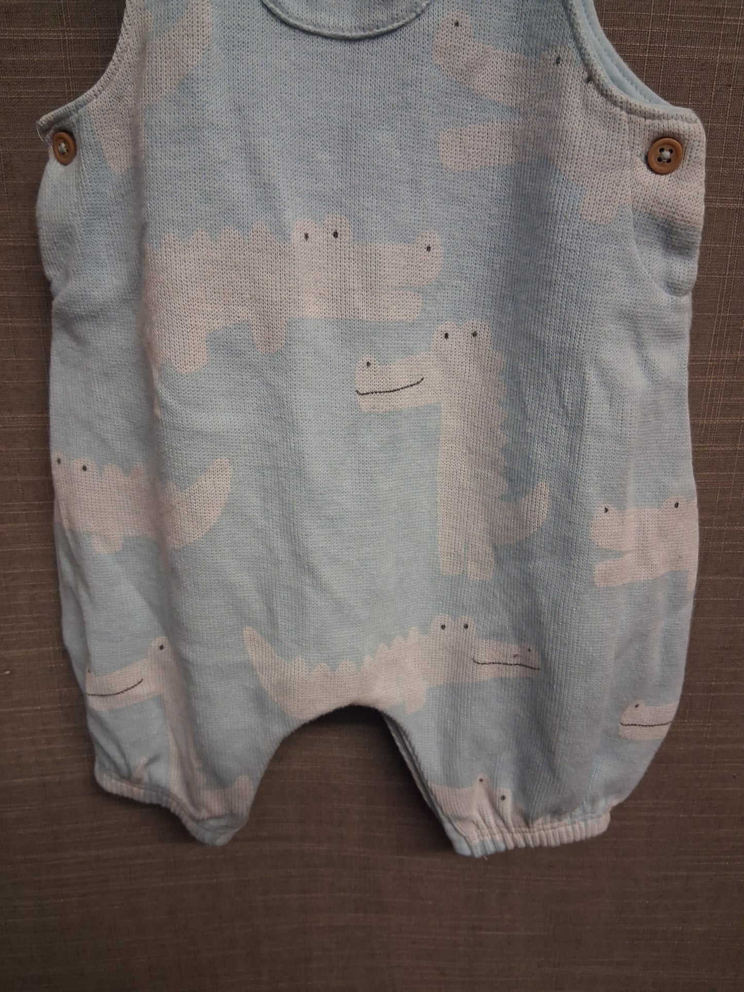 Next Boys Blue Crocodile Print Jersey Dungarees Age 0-3 Months
