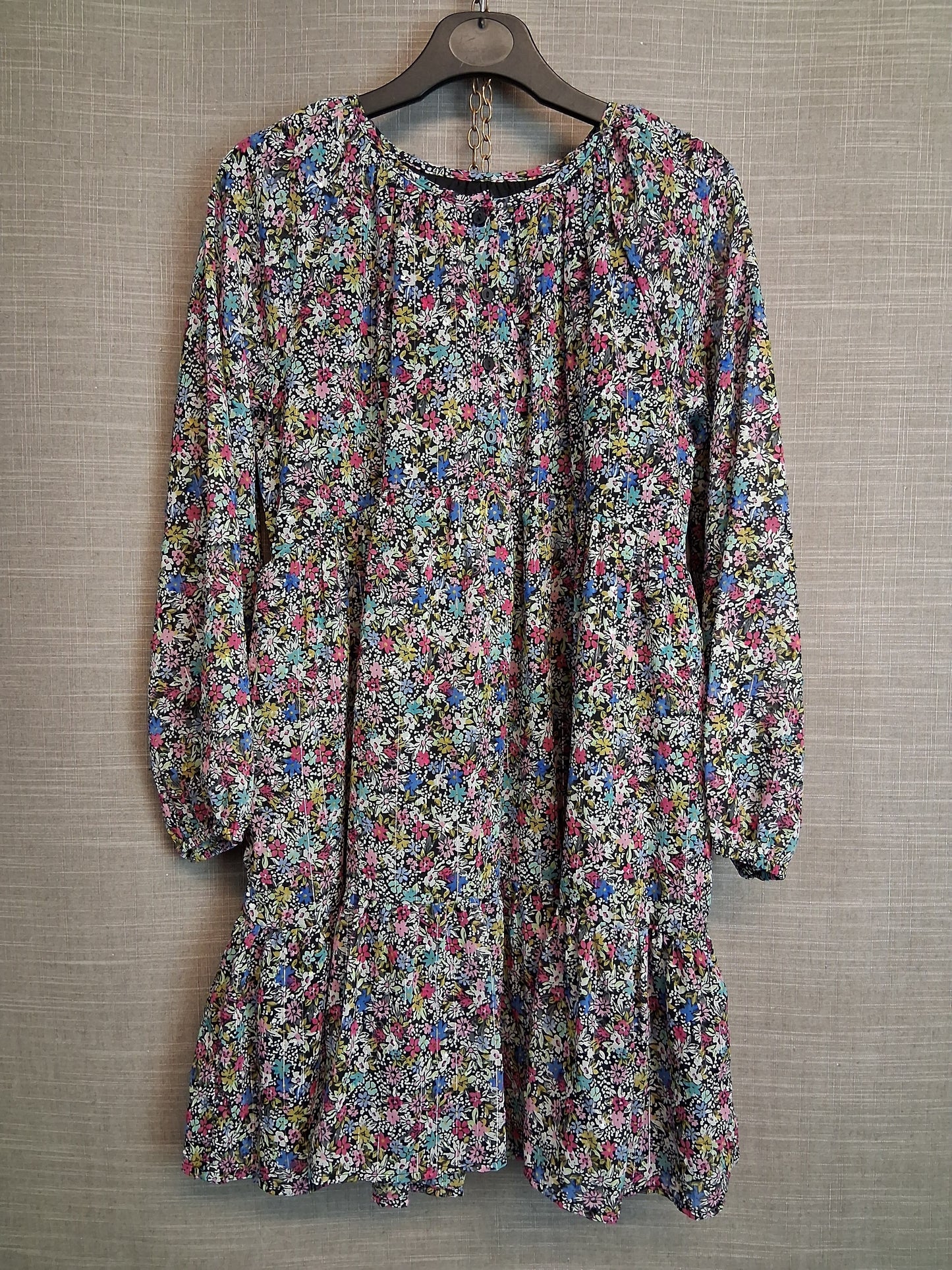 Nutmeg Girls Floral Multicolour Dress Long Sleeve Age 8-9 Years