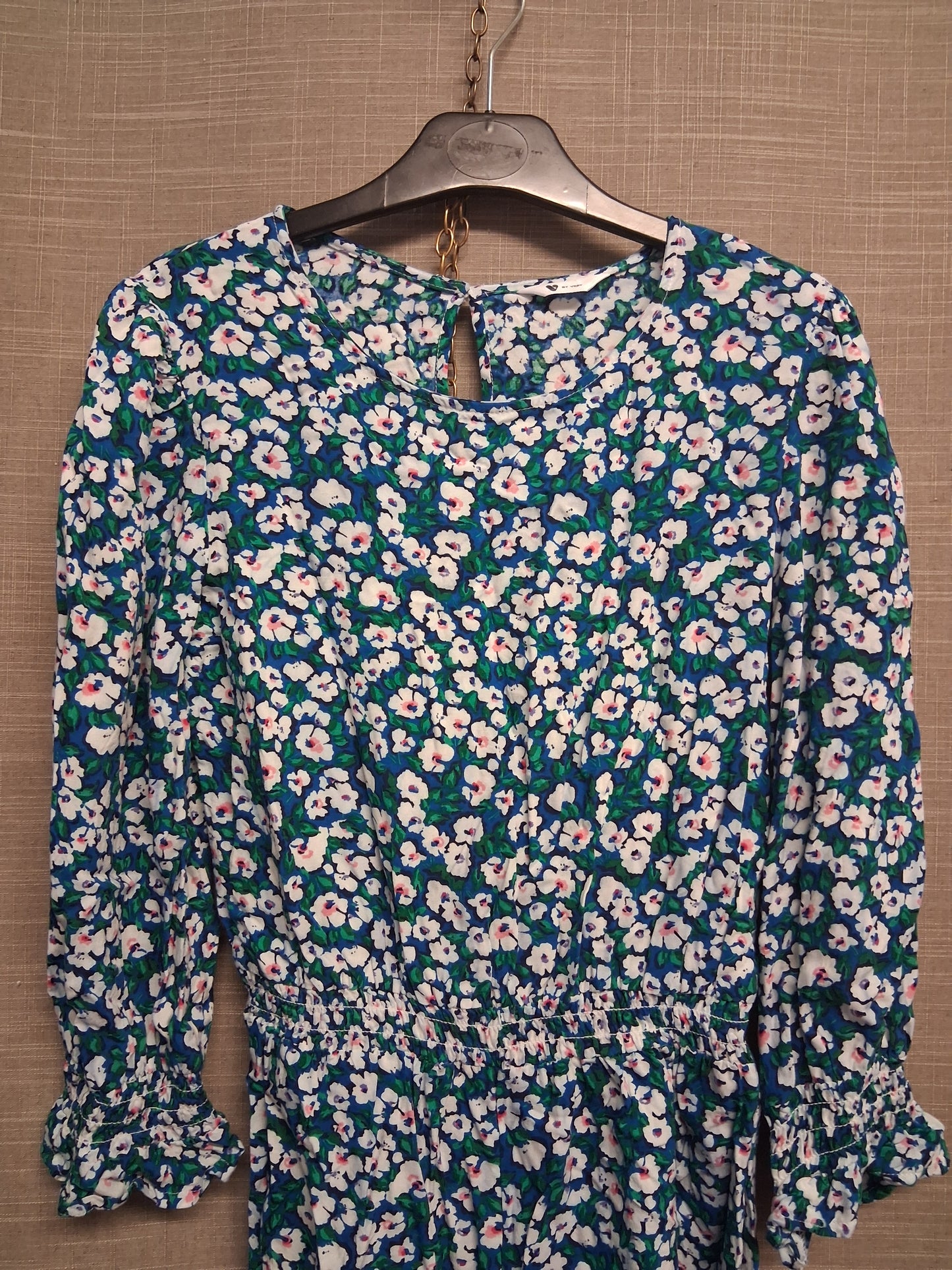V by V Blue Floral Long Sleeve Playsuit Age 12 Years
