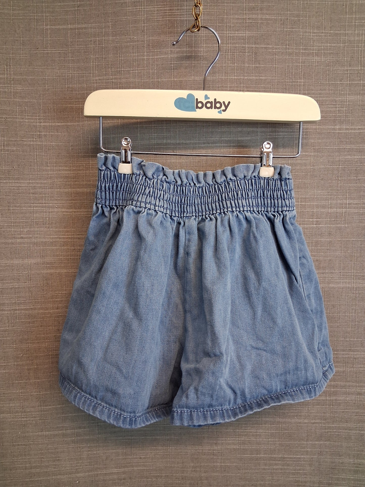 Next Girls Blue Denim Shorts Elastic Waist Age 3 Years