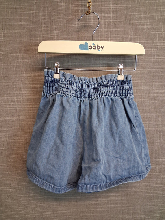 Next Girls Blue Denim Shorts Elastic Waist Age 3 Years