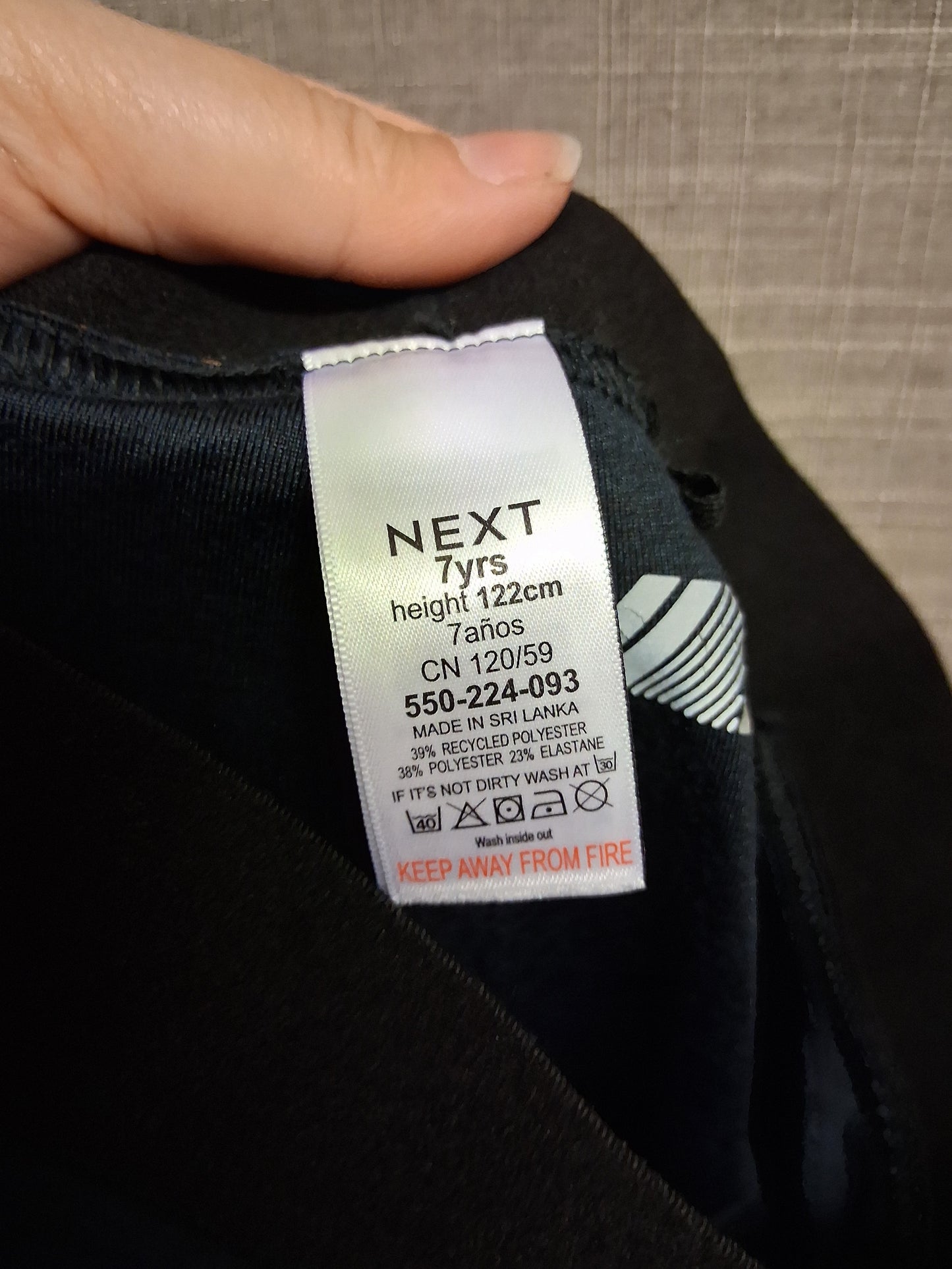 Next Girls Black Leggings Age 7 Years Stretch