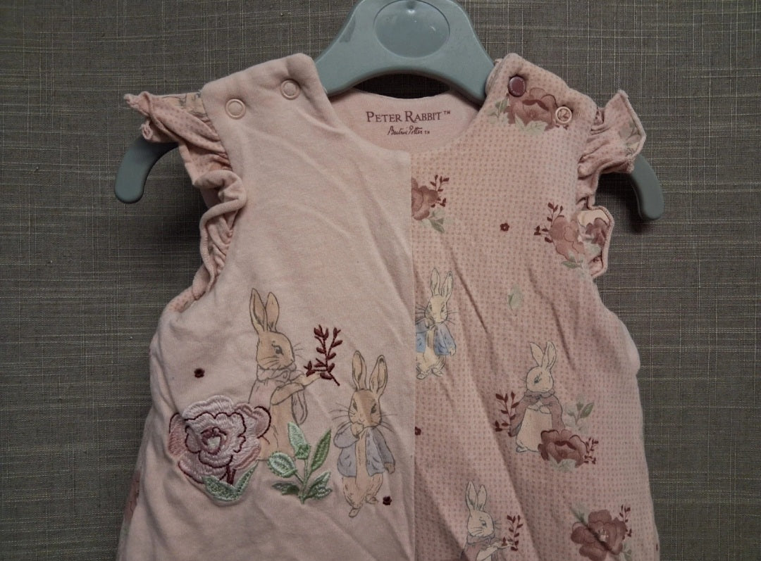 TU Girls Sleeping Bag Peter Rabbit Theme Age 0-6 Months 2.5 Tog 100% Cotton