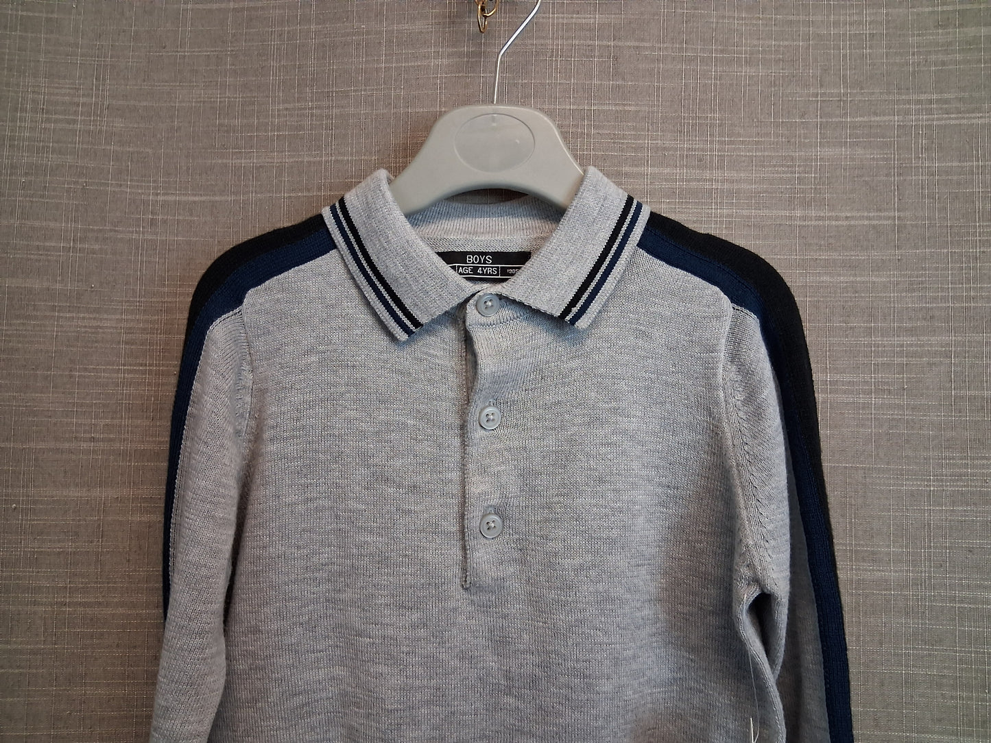 Matalan Boys Grey Knitted Polo Sweater Age 4 Years New
