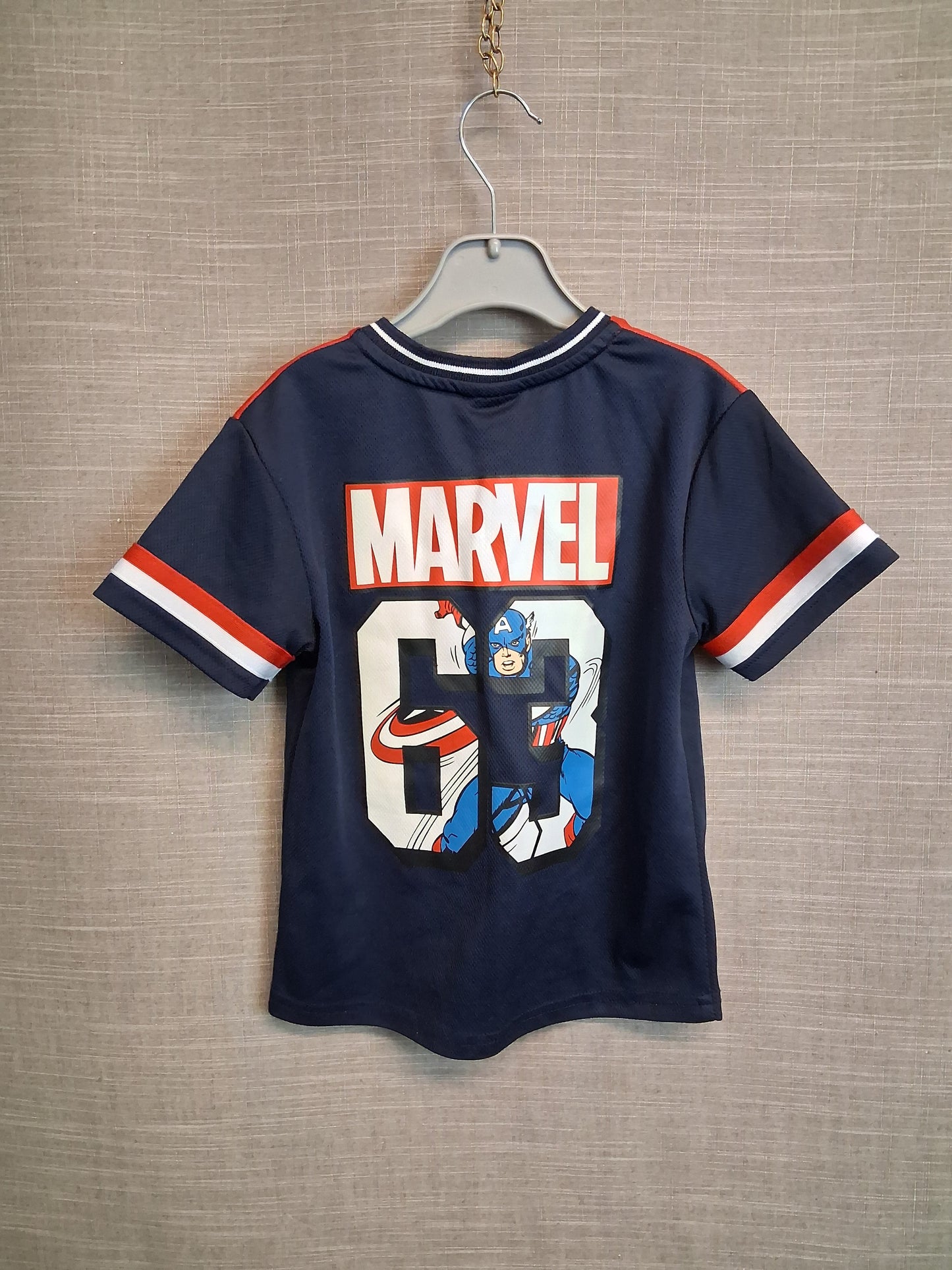 Marvel Captain America Jersey T-Shirt Short Sleeve Age 4-5 Years Navy