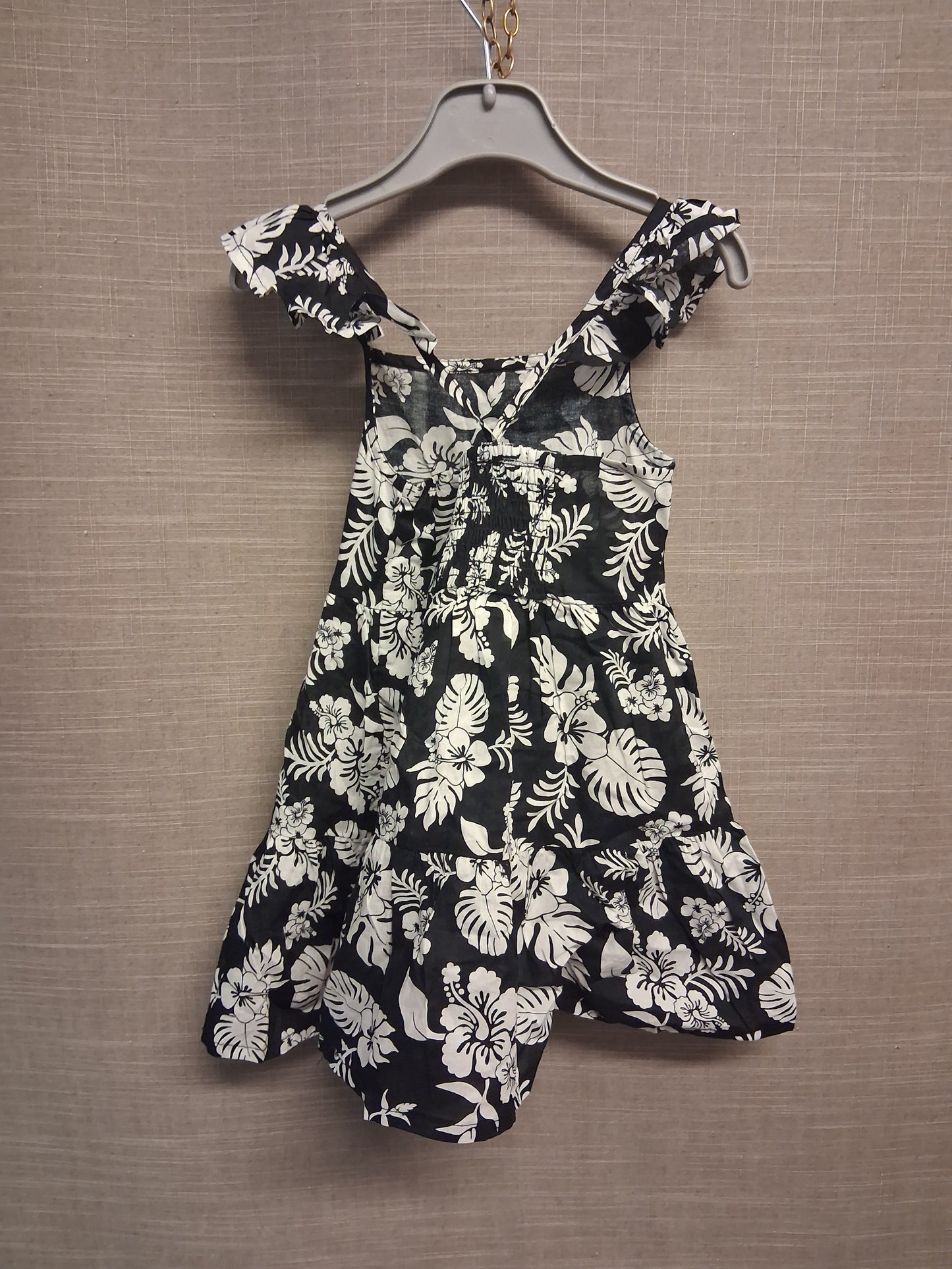 Primark Girls Black White Floral A Line Dress Age 2-3 Years