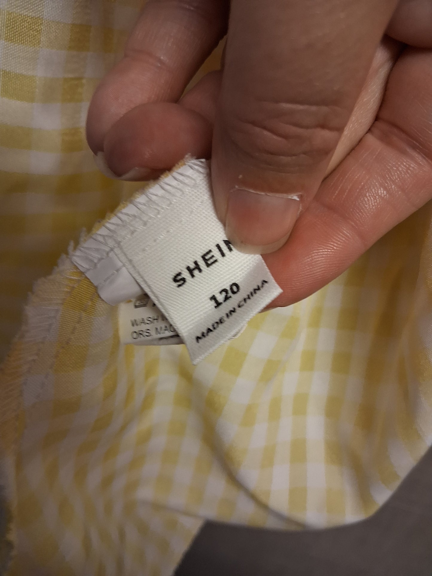 Shein Girls Yellow Check Pinafore Dress Age 6 Years
