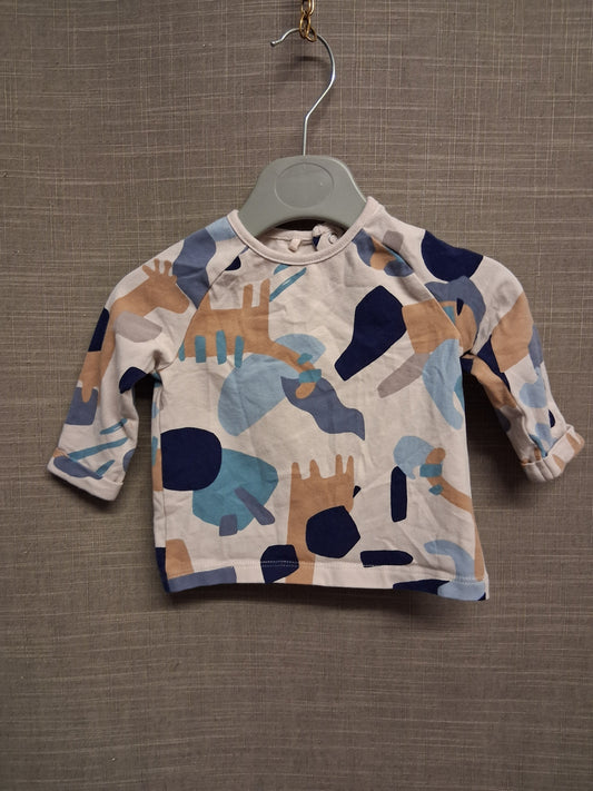 Next Boys Beige Multicolours Long Sleeve T-Shirt Age 0-3 Months