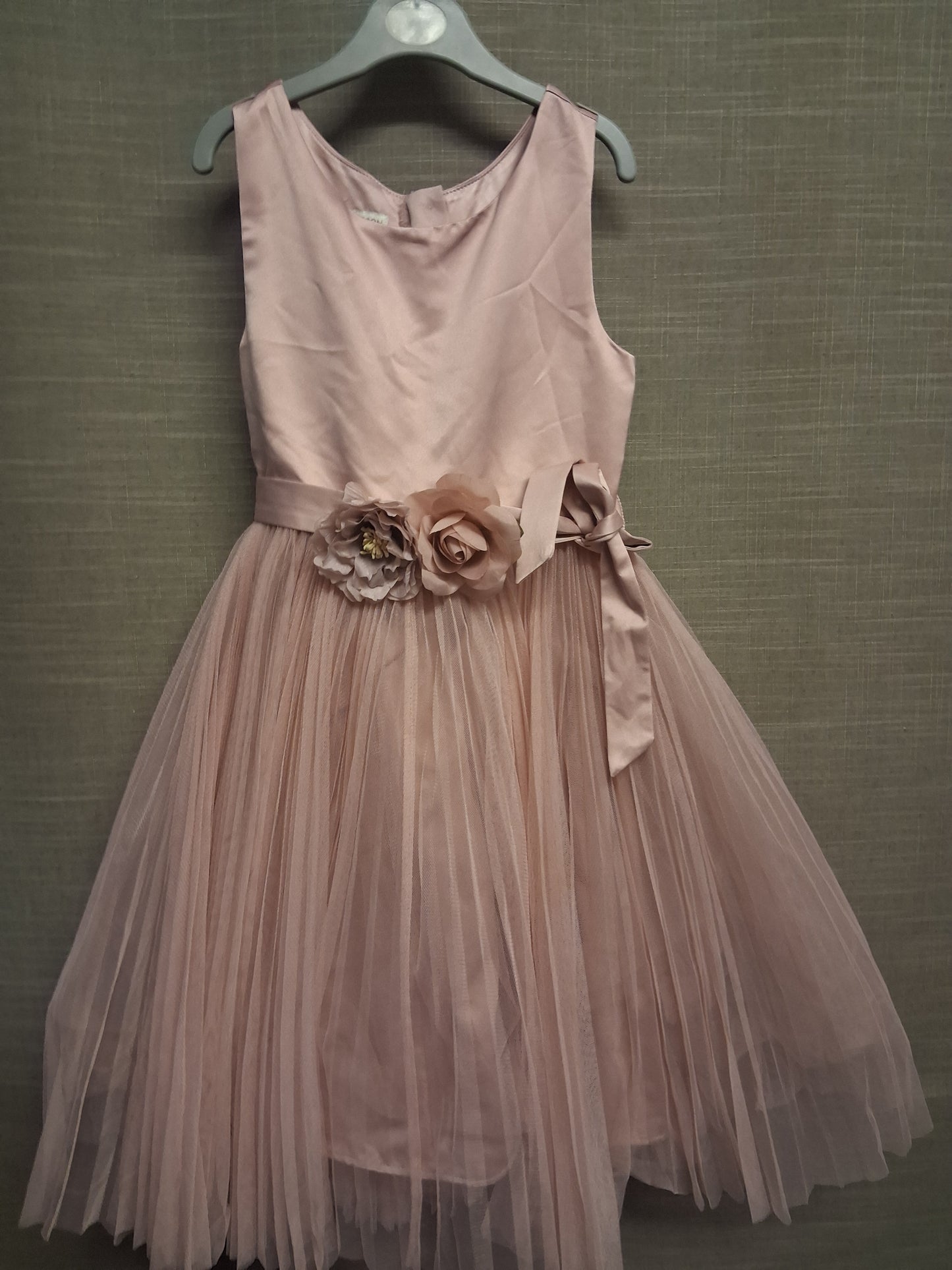 Monsoon Girl Blush Pink Bridesmaid Christening Dress 3D Floral Detail Age 8 Years