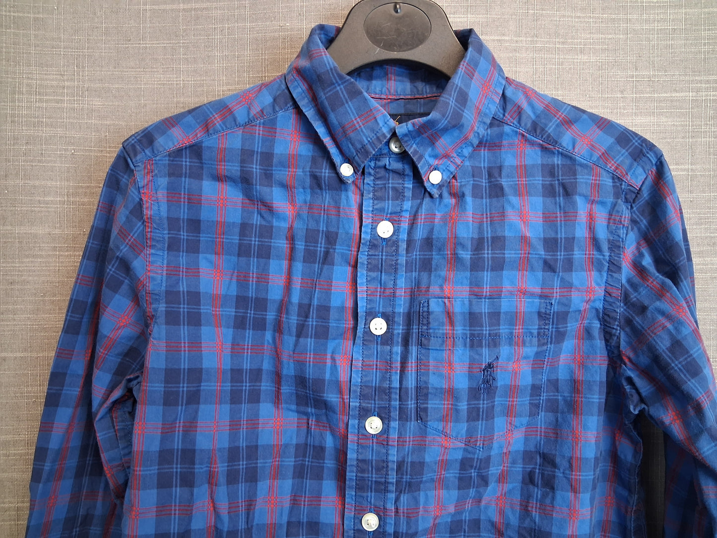 Ralph Lauren Boys Blue Check Shirt Long Sleeve Age 8 Years