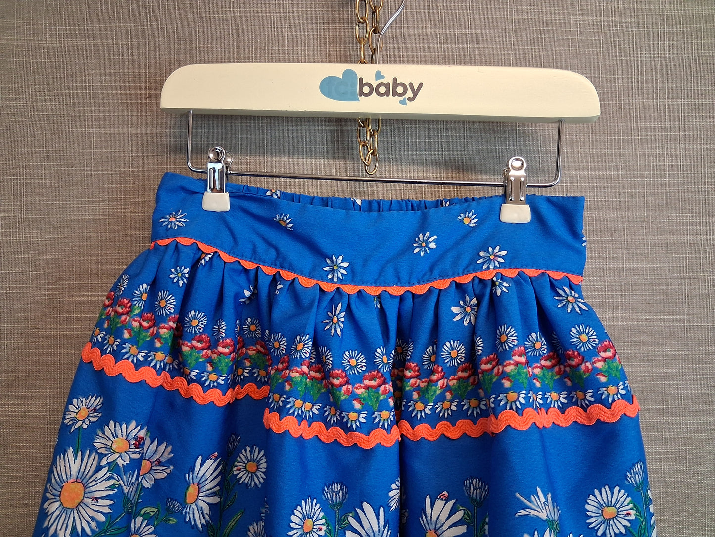 Monsoon Blue Floral Lined Skirt Age 3-4 Years