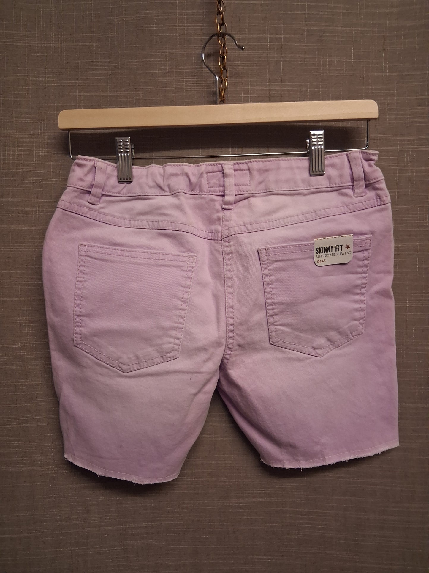Next Girls Pink Denim Shorts Age 15 Years Adjustable Waist New