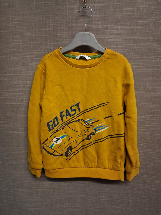 Marks & Spencer Racing Car Theme Yellow Jumper Age 5-6 Years