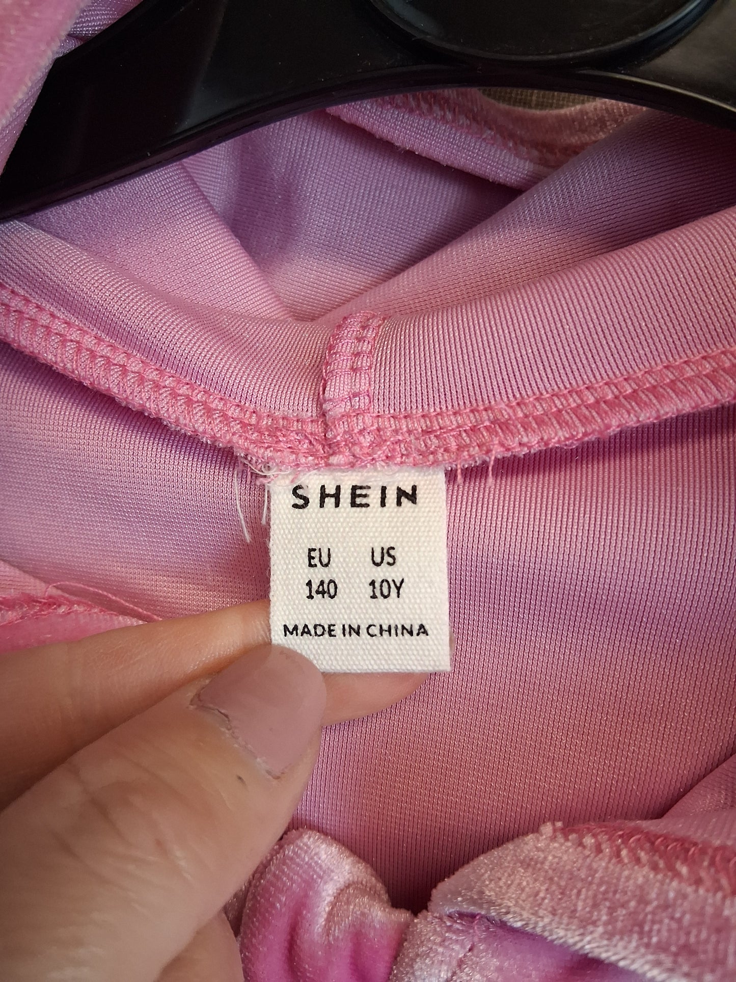 Shein Girls Velour Pink Full Zip Hoodie Age 10 Years