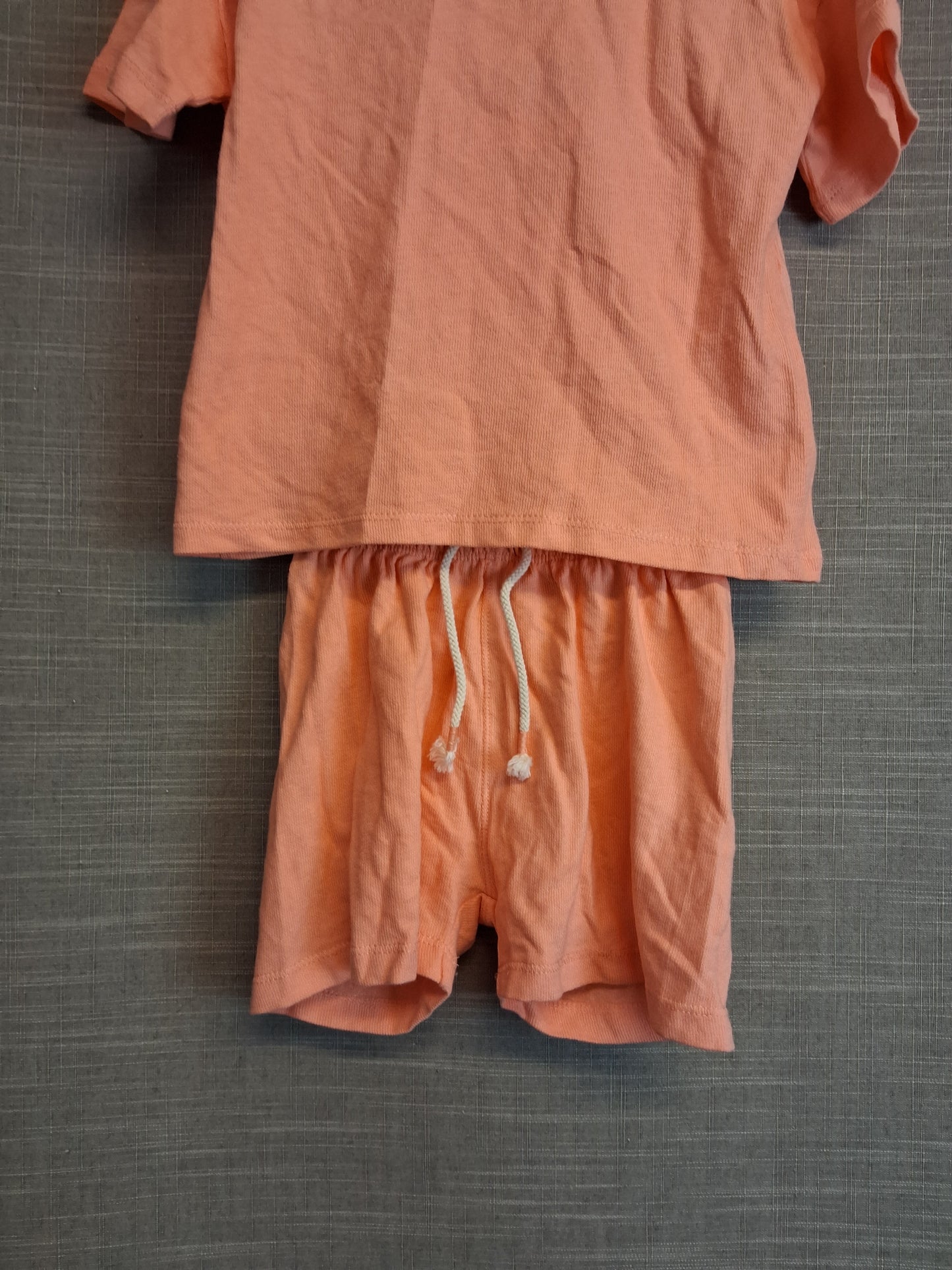 Zara Girls Orange 2 Piece Outfit Shorts And T-Shirt Age 18-24 Months New
