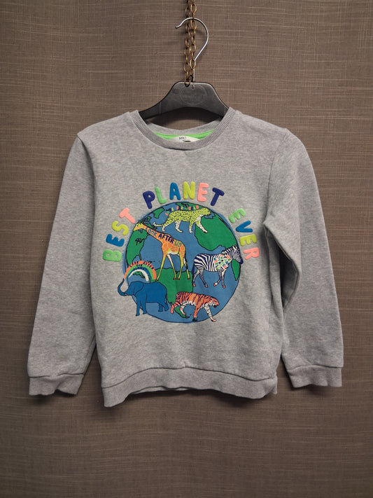 Marks and Spencer Sweater Grey Planet Graphic Boys Age 6-7 Years