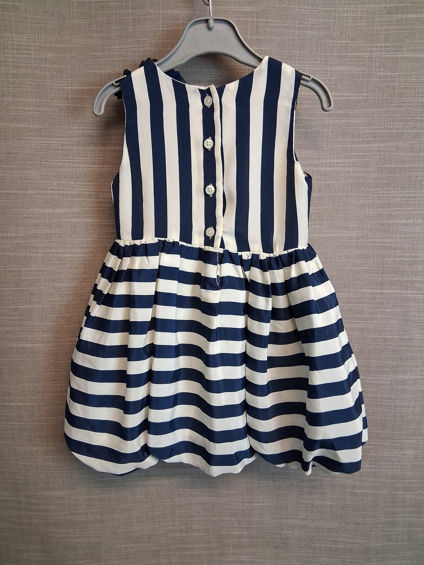 Nutmeg Girls Cream Navy Striped Party Dress Age 2-3 Years