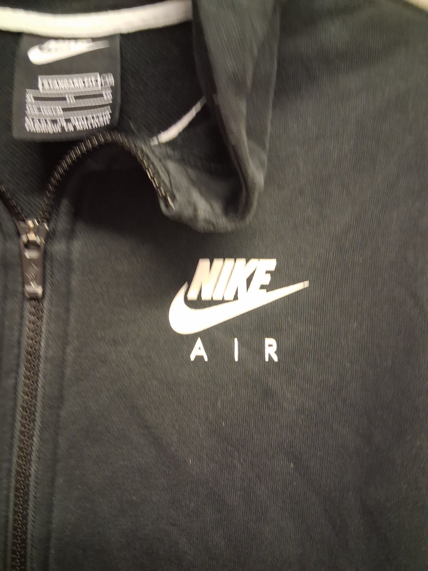 Nike Girls Hoodie Black Full Zip Contrasting White Pockets Age 13-15 Years