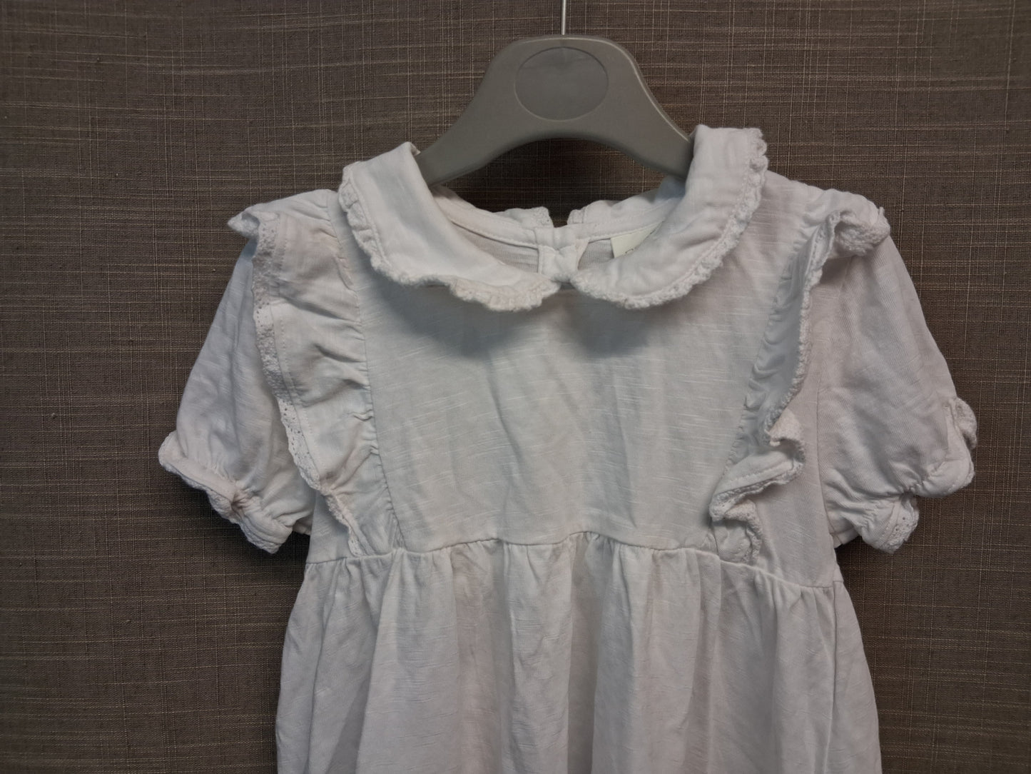 Next Girls White Short Sleeve T-Shirt Peter Pan Collar Age 5-6 Years