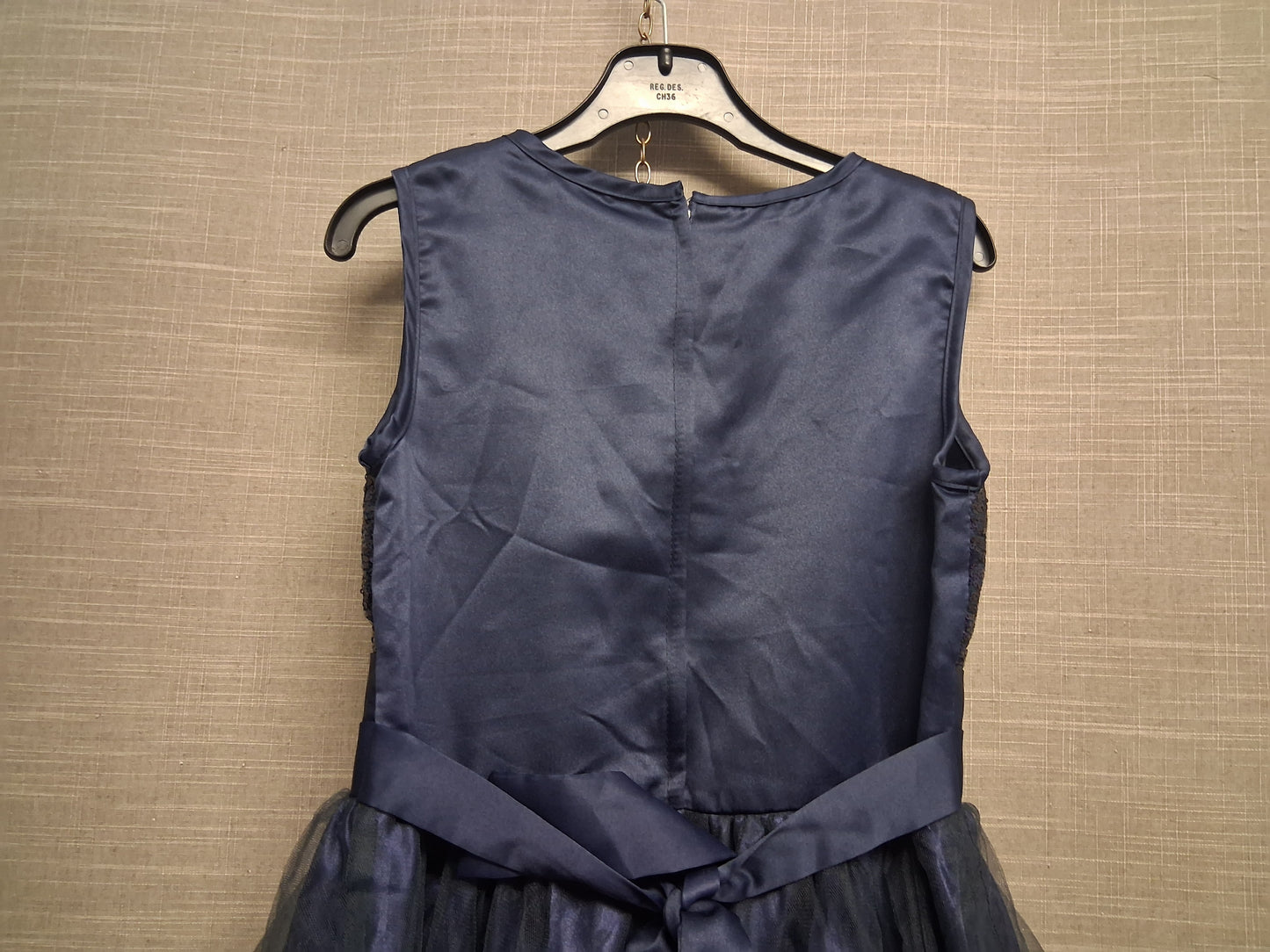 Top Star Girls Navy Blue Sequin Trim Sleeveless Prom Party Dress Age 11-12 Years
