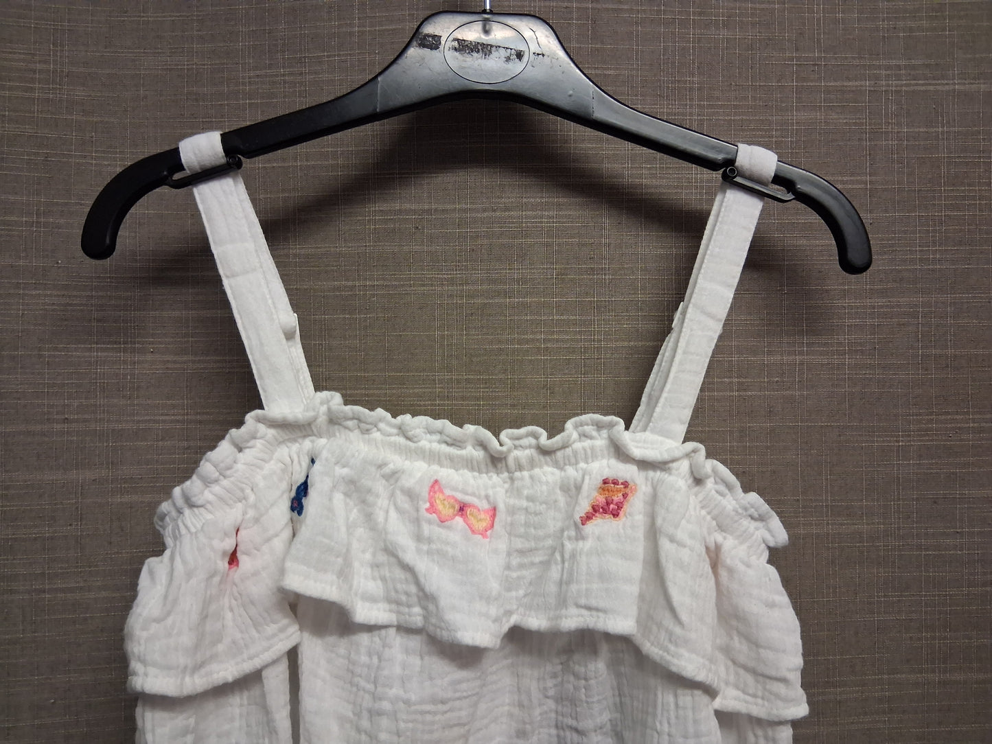 Angels Girls White Cheesecloth Strappy Embroidered Vest Tank Top Age 11-12 Years