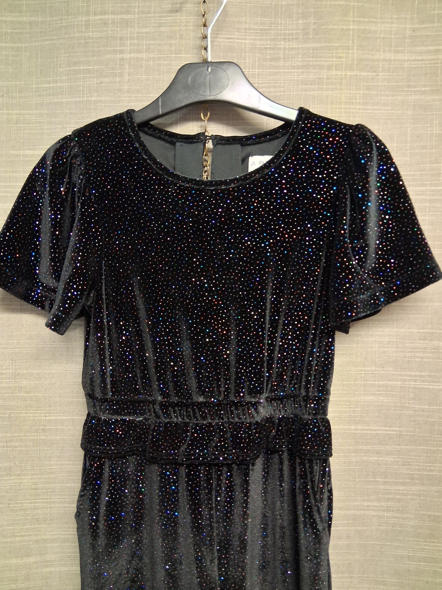 F&F Black Velour Sparkly Jumpsuit Age 6-7 Years