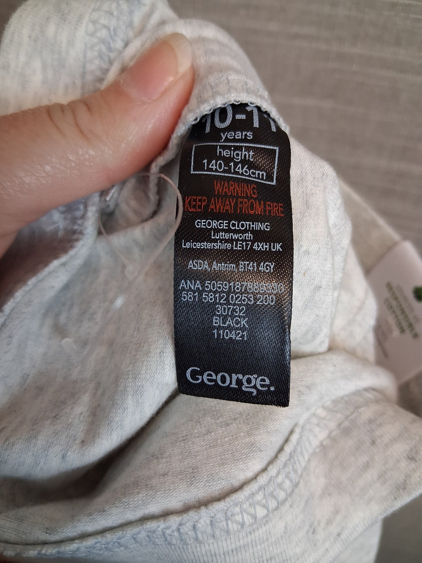 George Girls Grey Jersey 3/4 Leggings Age 10-11 Years New