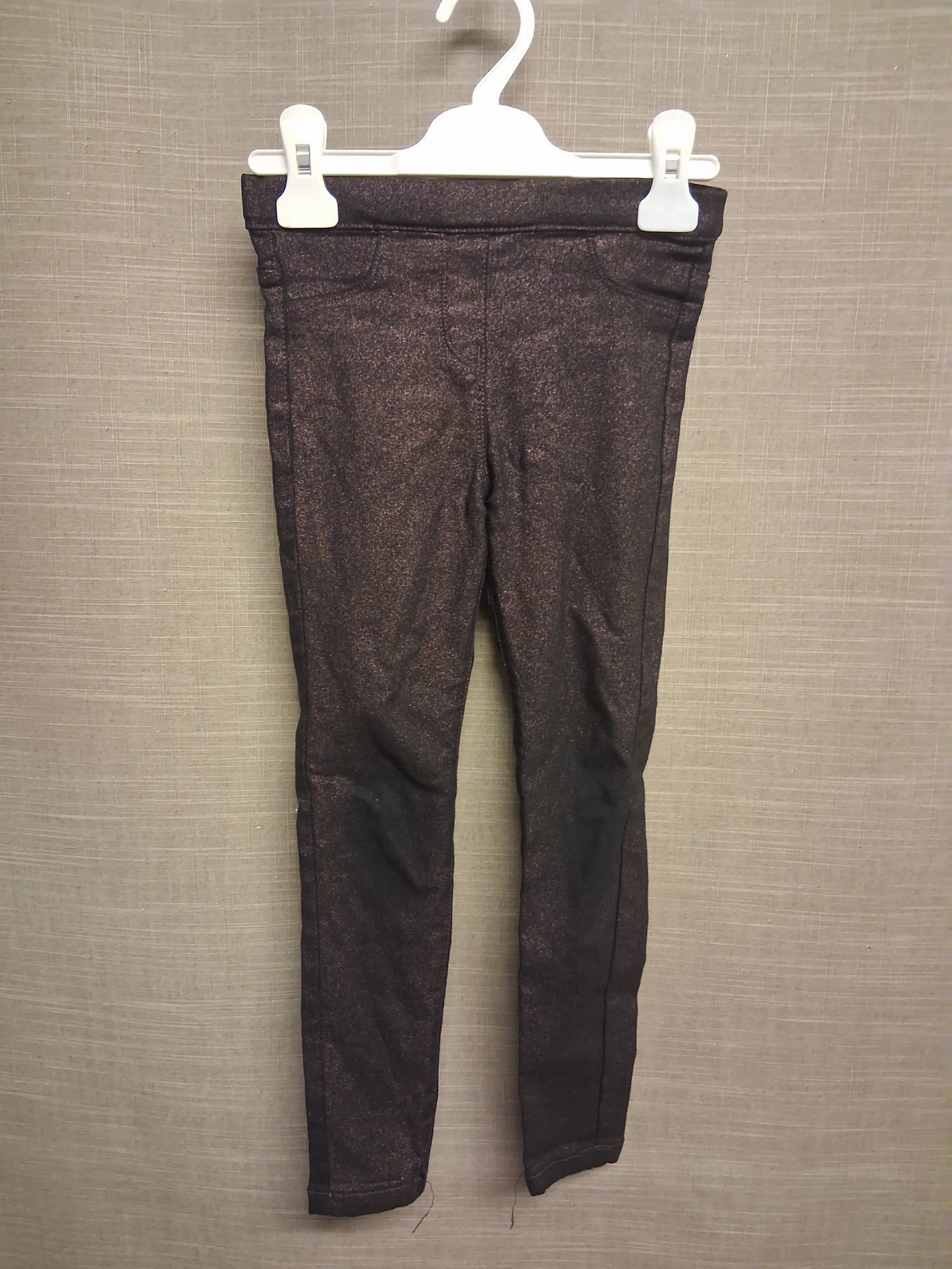 Next Girls Skinny Jeggings Black Pink Glitter Denim Age 7 Years