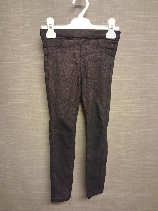 Next Girls Skinny Jeggings Black Pink Glitter Denim Age 7 Years