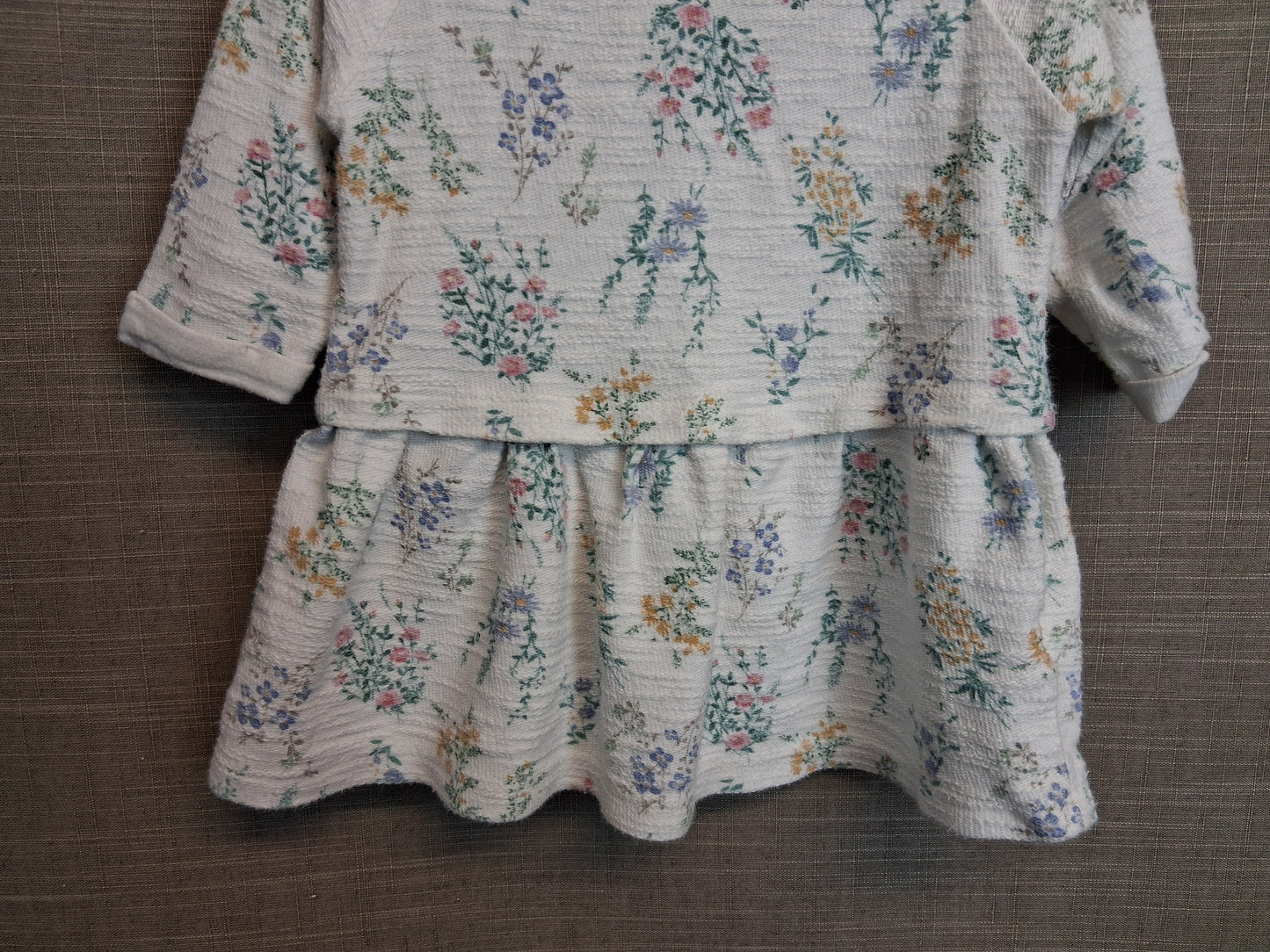 Next Girls White Floral Jumper Dress Age 6-9 Months