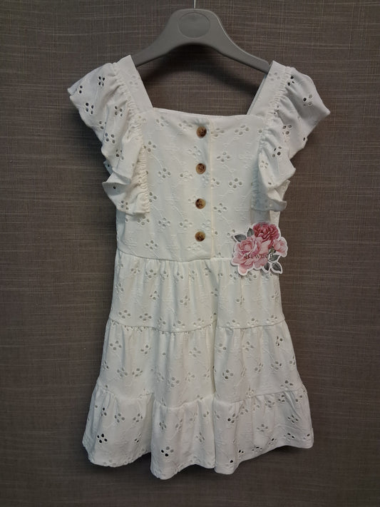 Btween Girls White Brodiere Anglaise A Line Dress Age 4 Years New