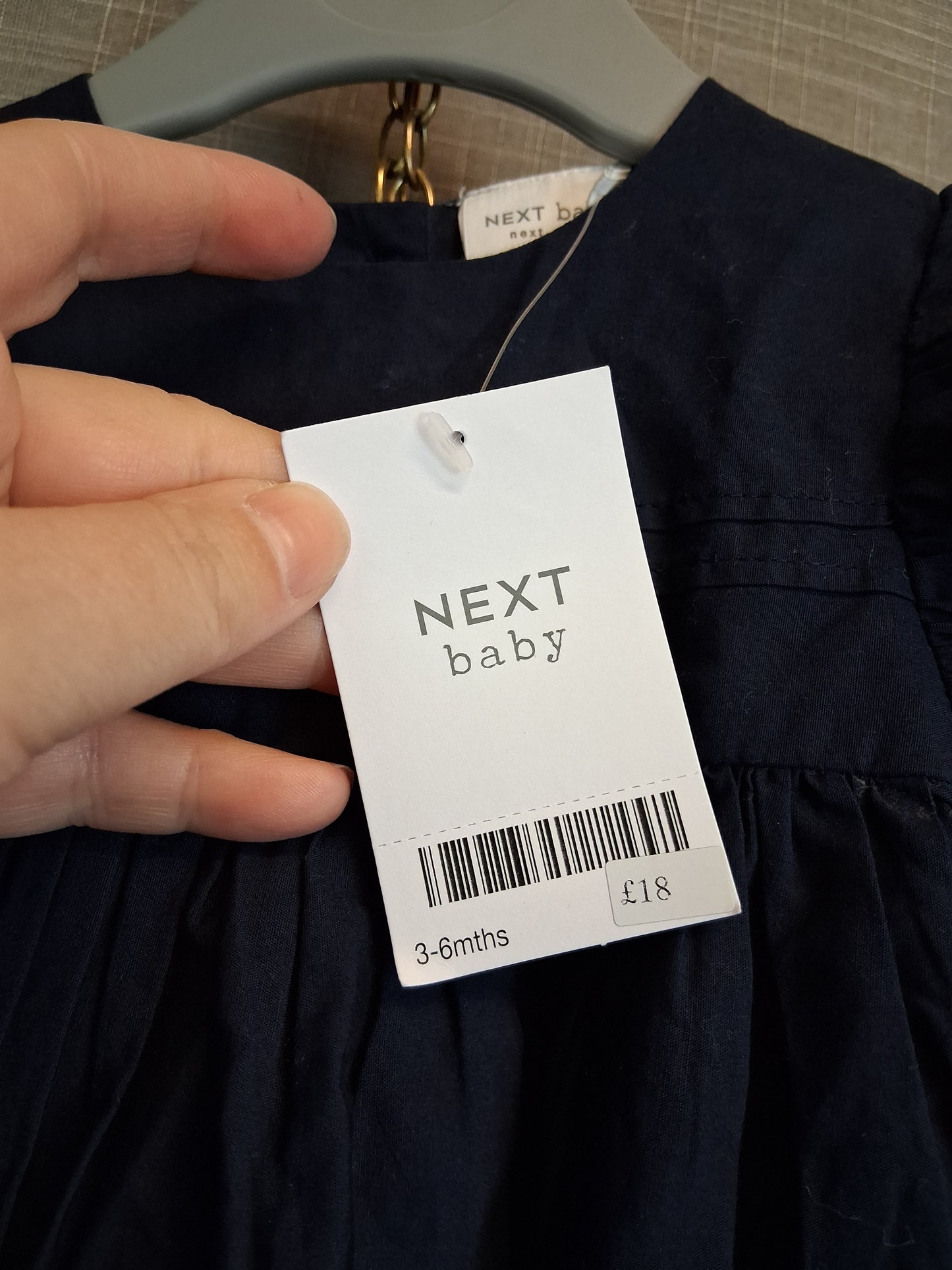 Next Girls Navy Embroidered Dress Age 3-6 Months New