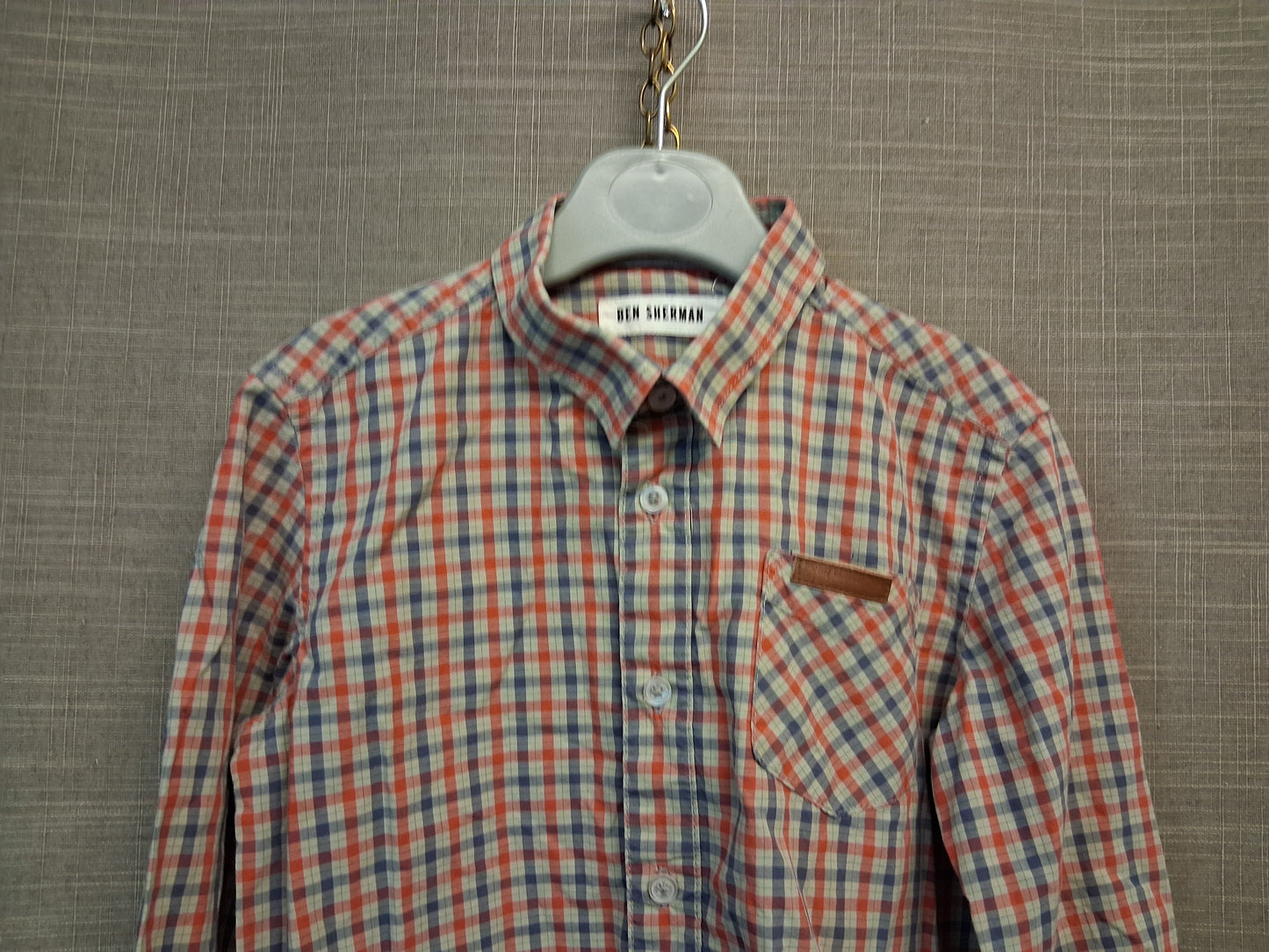 Ben Sherman Boys Red Blue Check Long Sleeve Shirt Age 5-6 Years