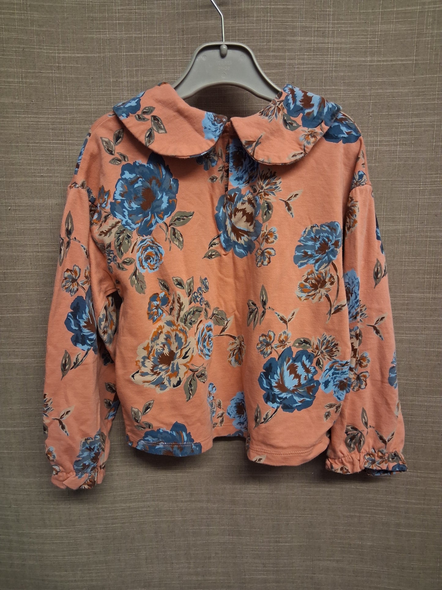 Next Girls Peach Floral Peter Pan Collar Sweater Jumper Age 3-4 Years