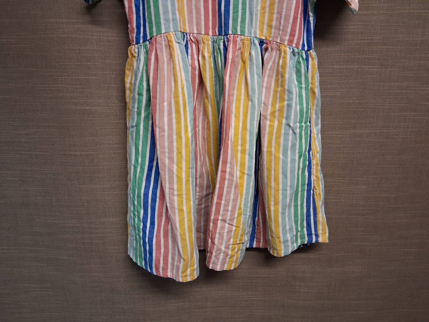 Next Girls Multicolour Striped Short Sleeve Dress Age 10 Years With Pockets Loose Fit