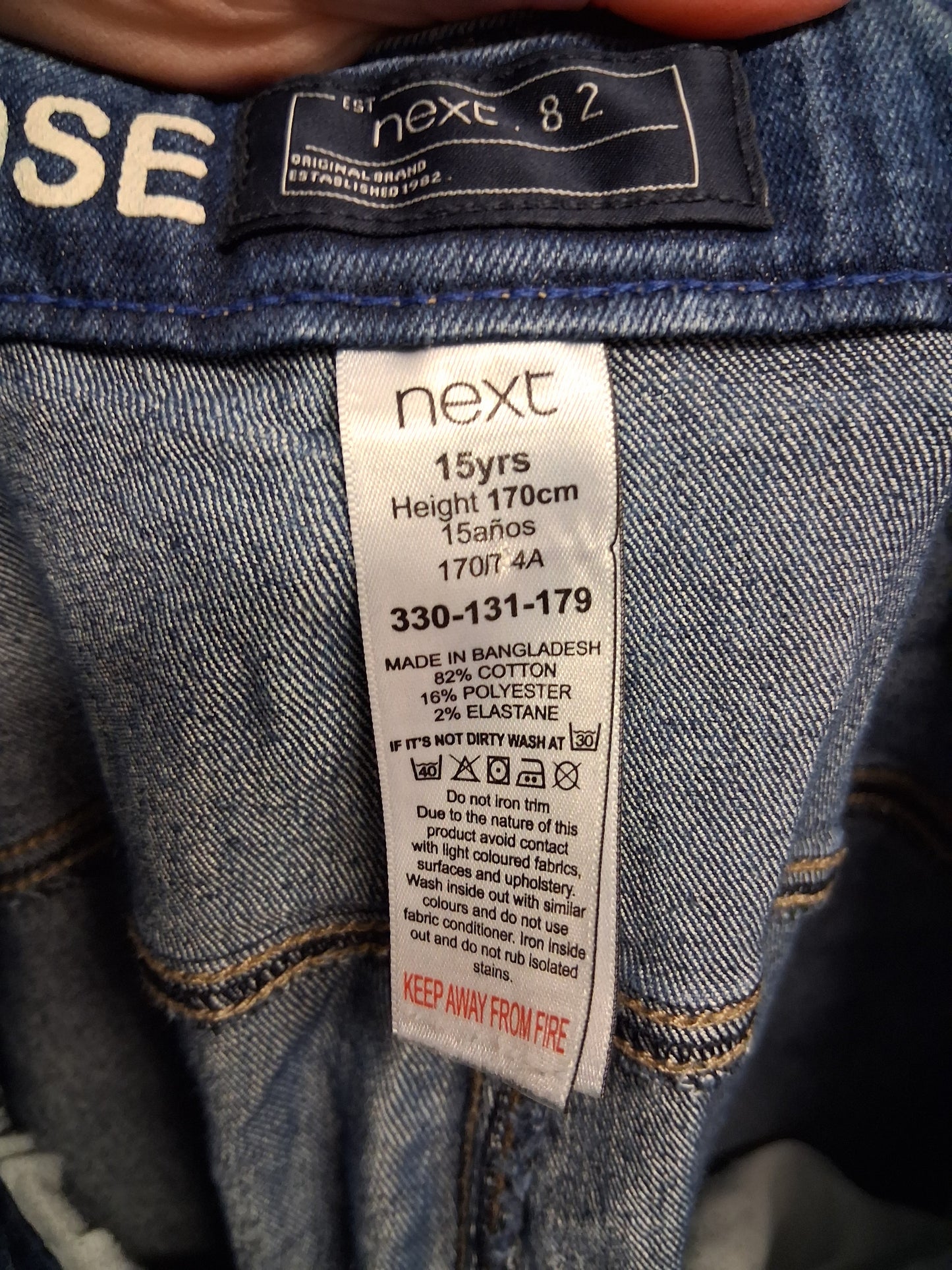 Next Blue Denim Jeans Loose Fit Age 15 Years