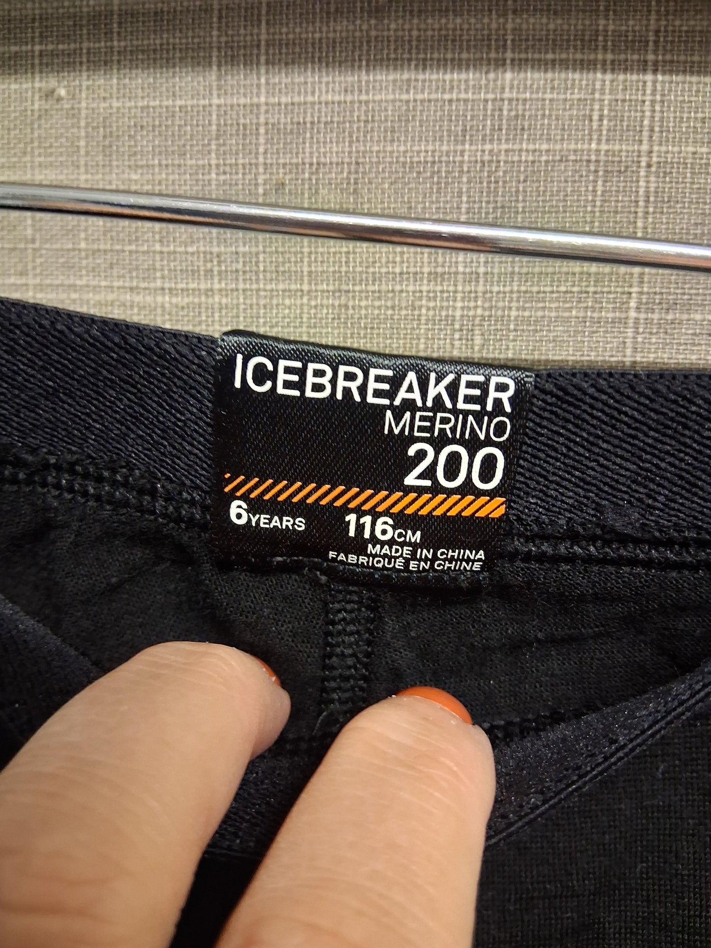 Icebreaker Merino 200 Leggings Girls 100% Merino Wool Elastic Waist Age 6 Years Black