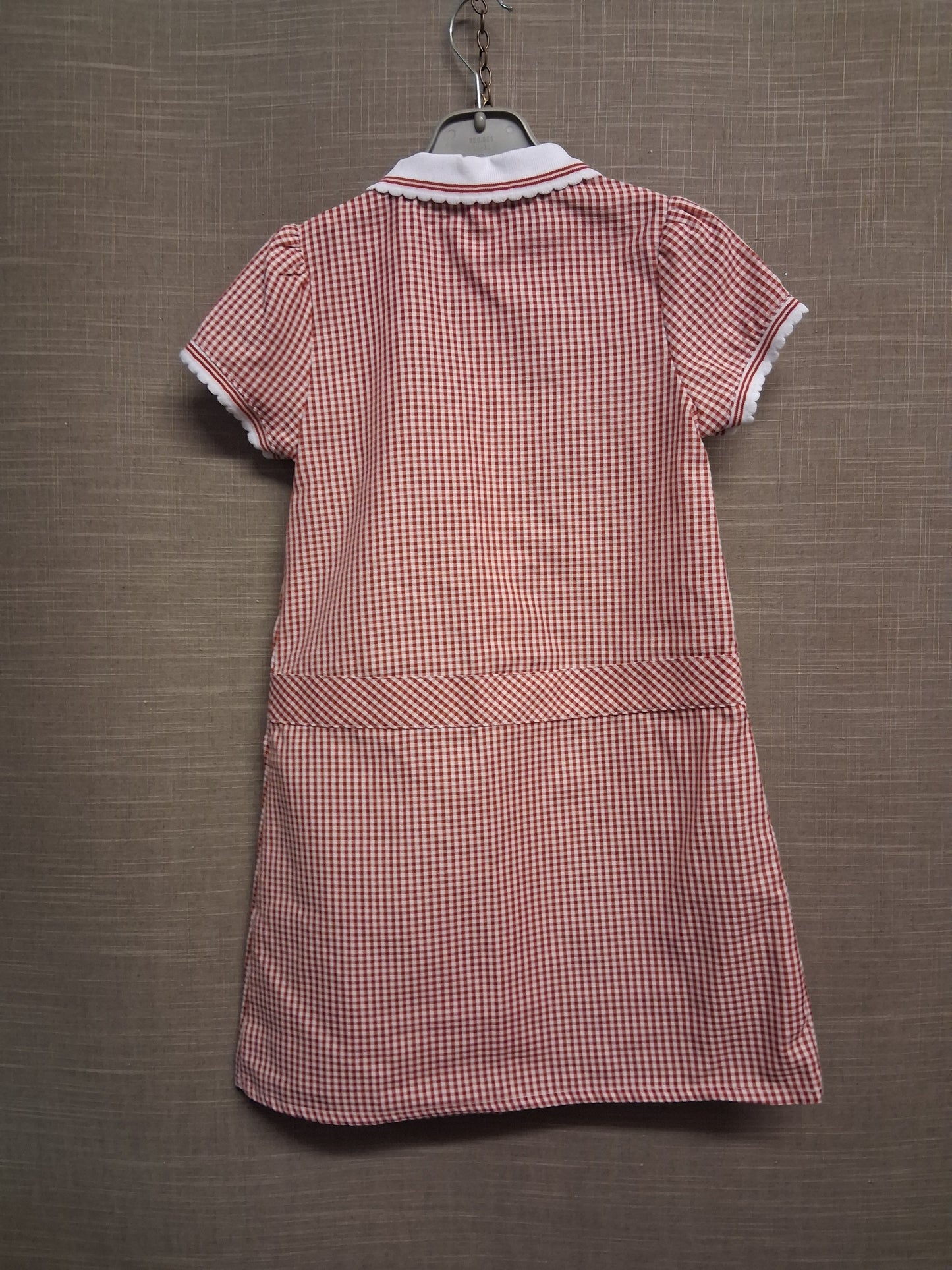 F&F Girls Red Gingham School Dress Zipper Age 5-6 Years NWOTS