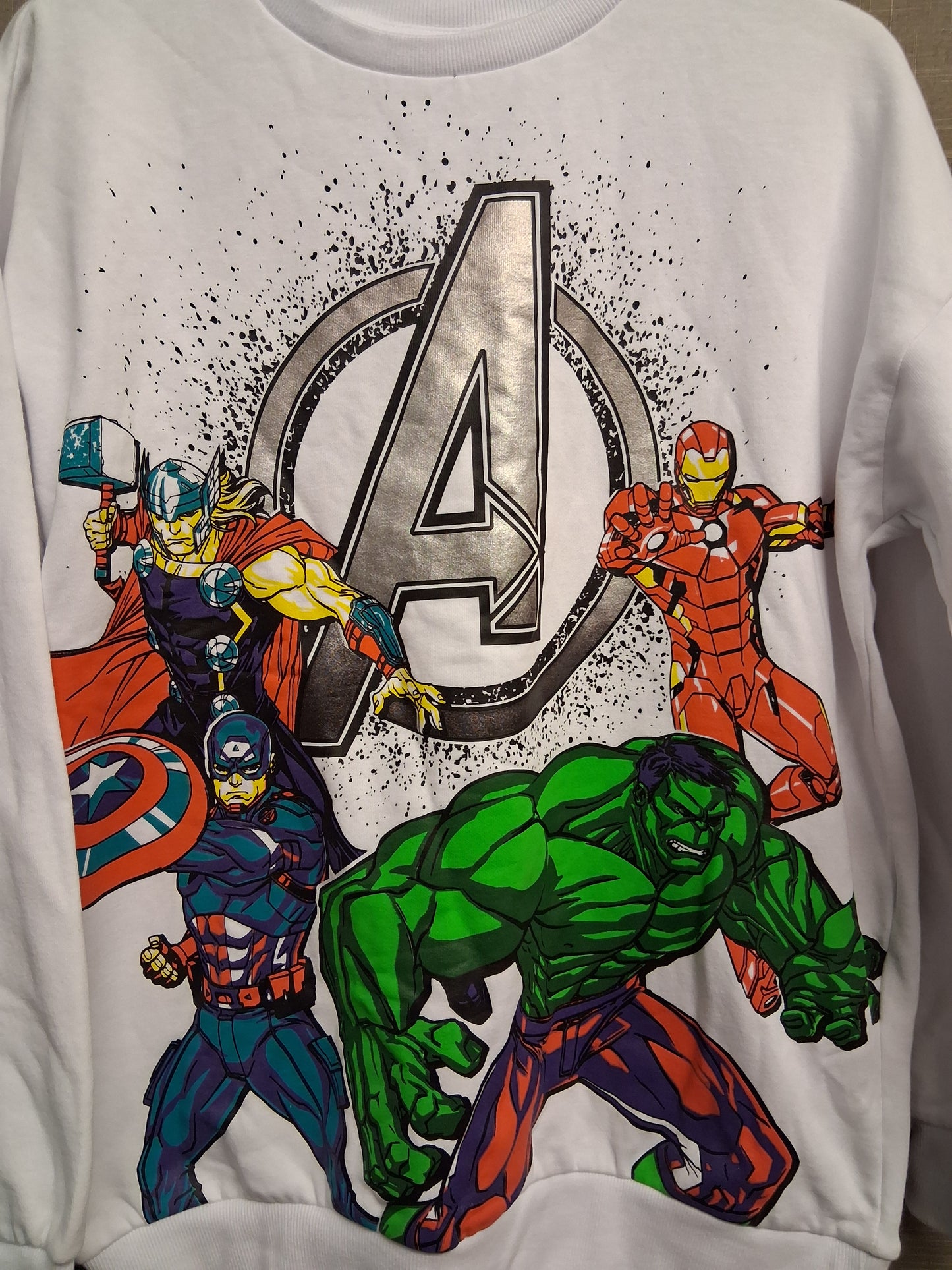 F&F Marvel Avengers Sweater Jumper White Age 13-14 Years New