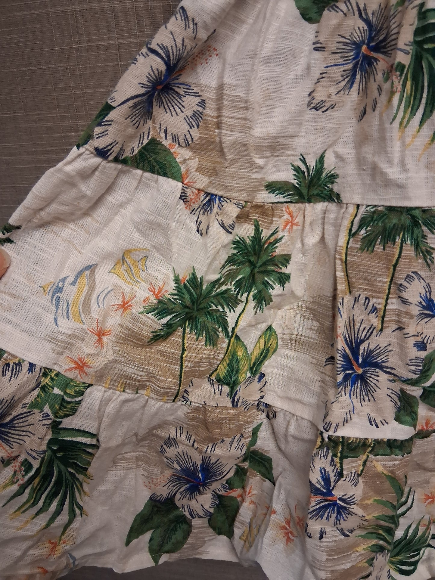 Marks and Spencer Girls Tropical Print A Line Dress Beige Sleeveless Age 2-3 Years