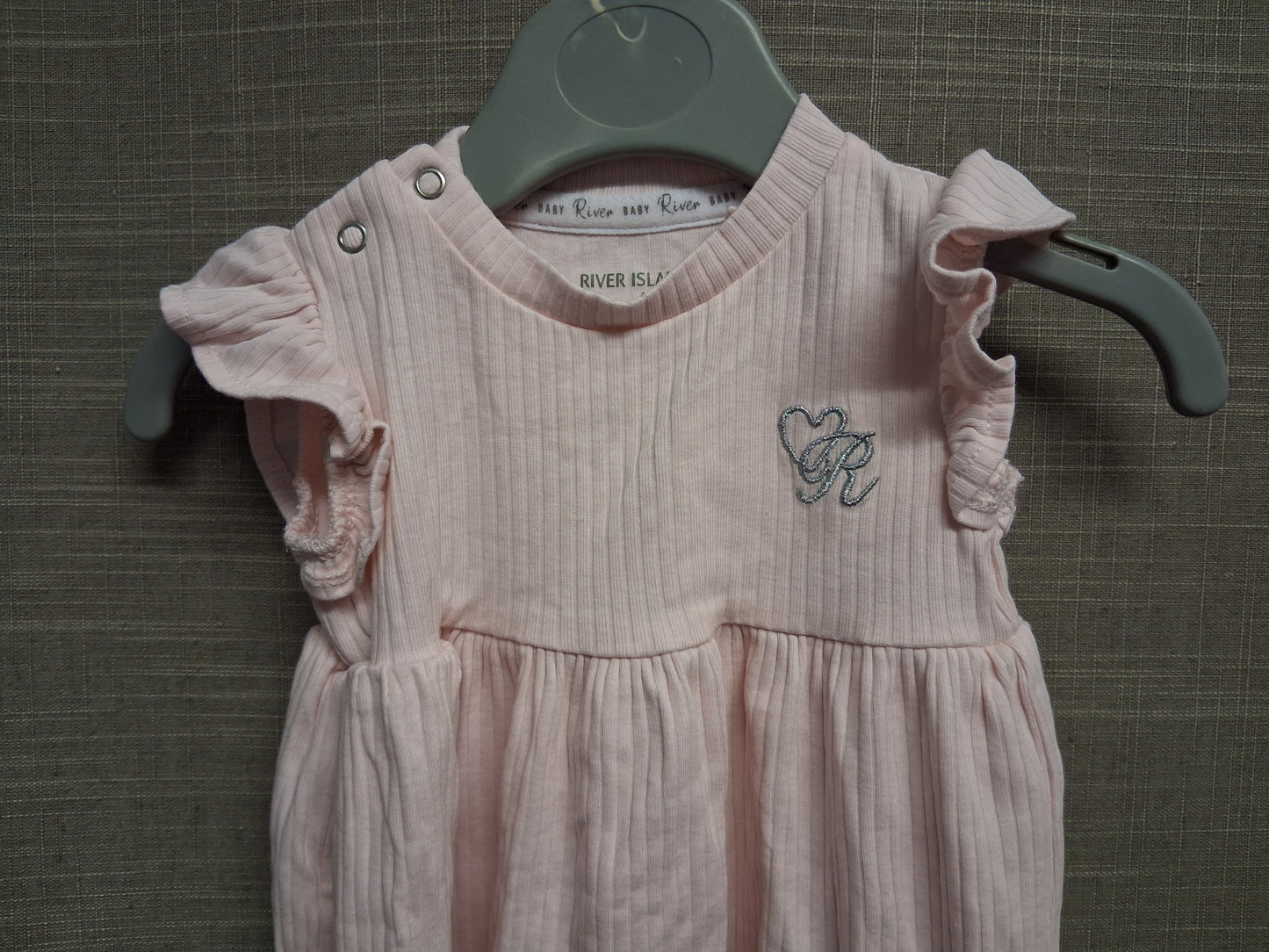 River Island Girls Pink Jersey Dress Cap Ruffle Sleeve Age 0-3 Months