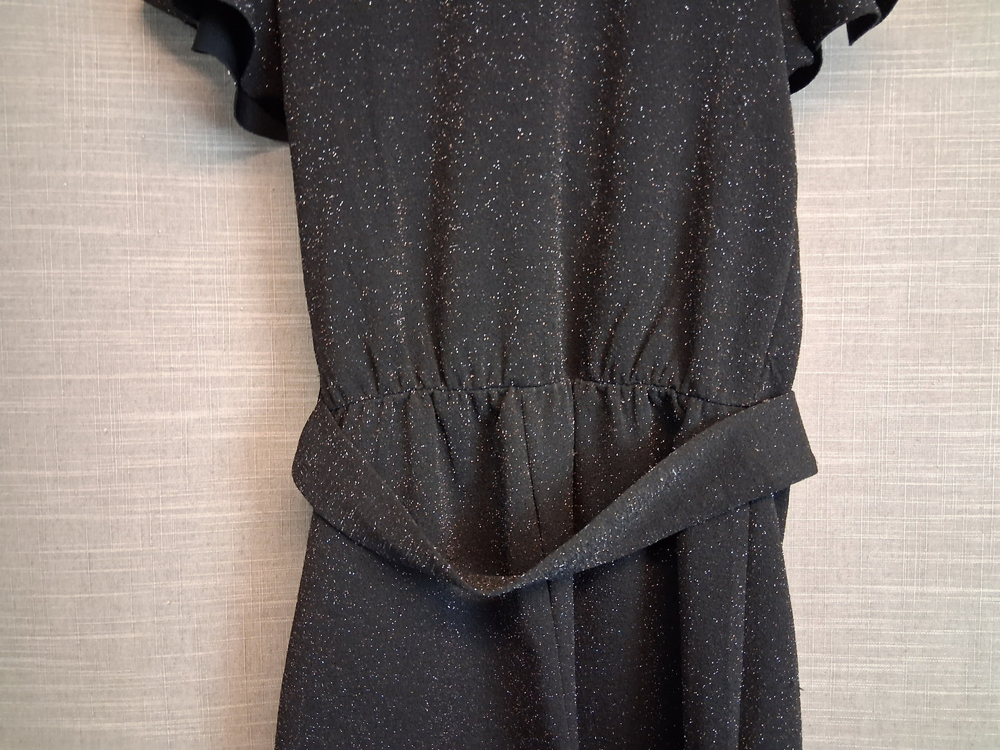 River Island Girls Playsuit Black Sparkly With Belt Age 9-10 Years