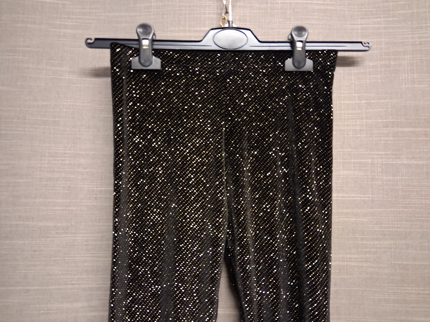 Select Girls Black Sparkly Leggings Velour Style Age 10-11 Years