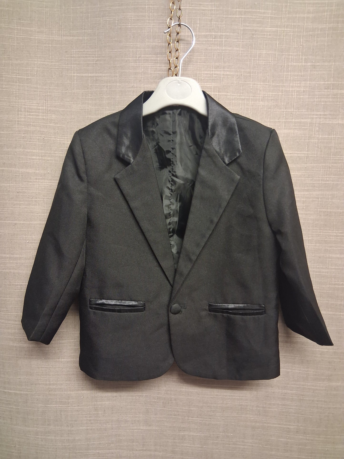 Boys Black Blazer Jacket Satin Trim Age 4 Years