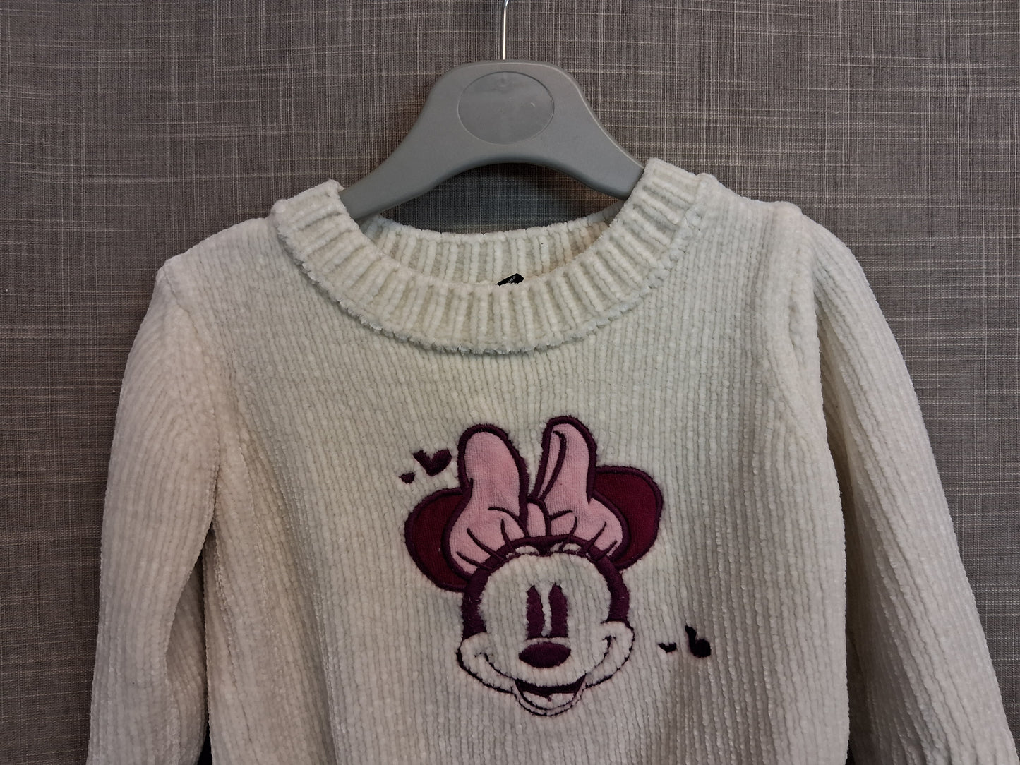 Primark Minnie Mouse Chenille Knitted Jumper Age 12-18 Months Cream