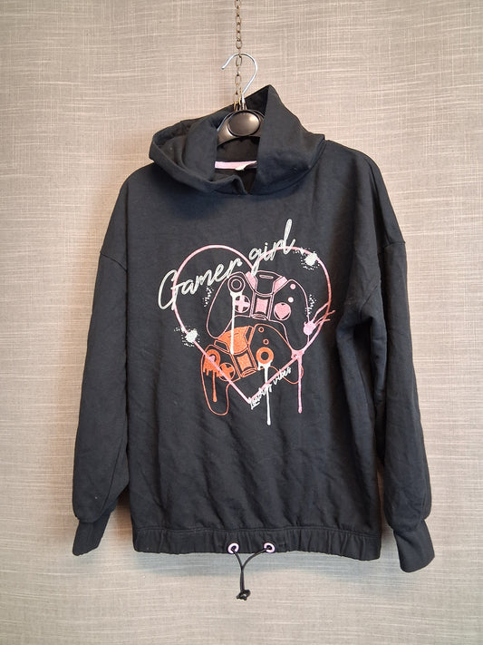 V by Very Girls Gaming Theme Black Hoodie Age 10-11 Years