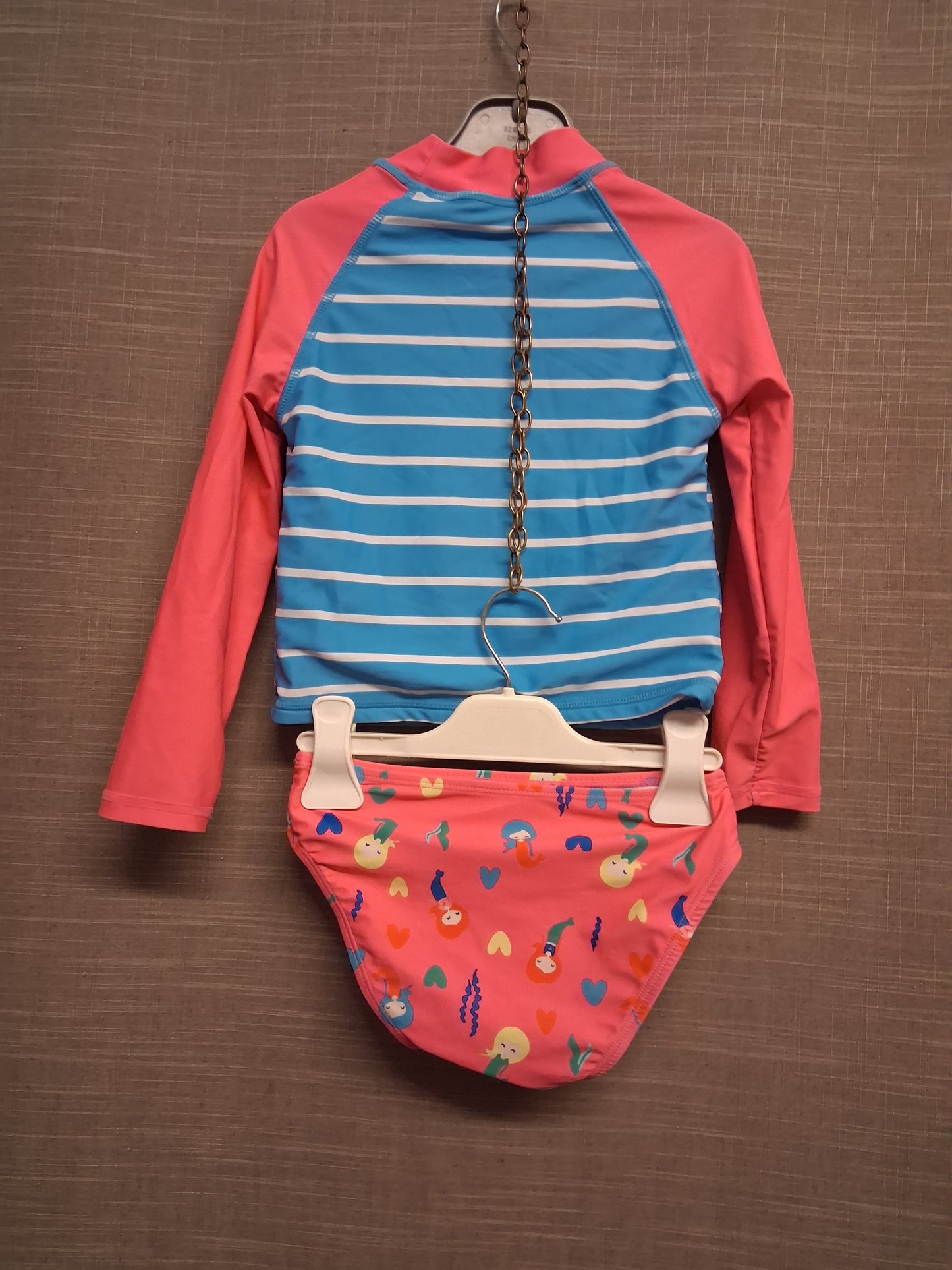 Peacocks Kids Girls Mermaid Swimsuit 2 Piece Long Sleeve Top Age 3-4 Years