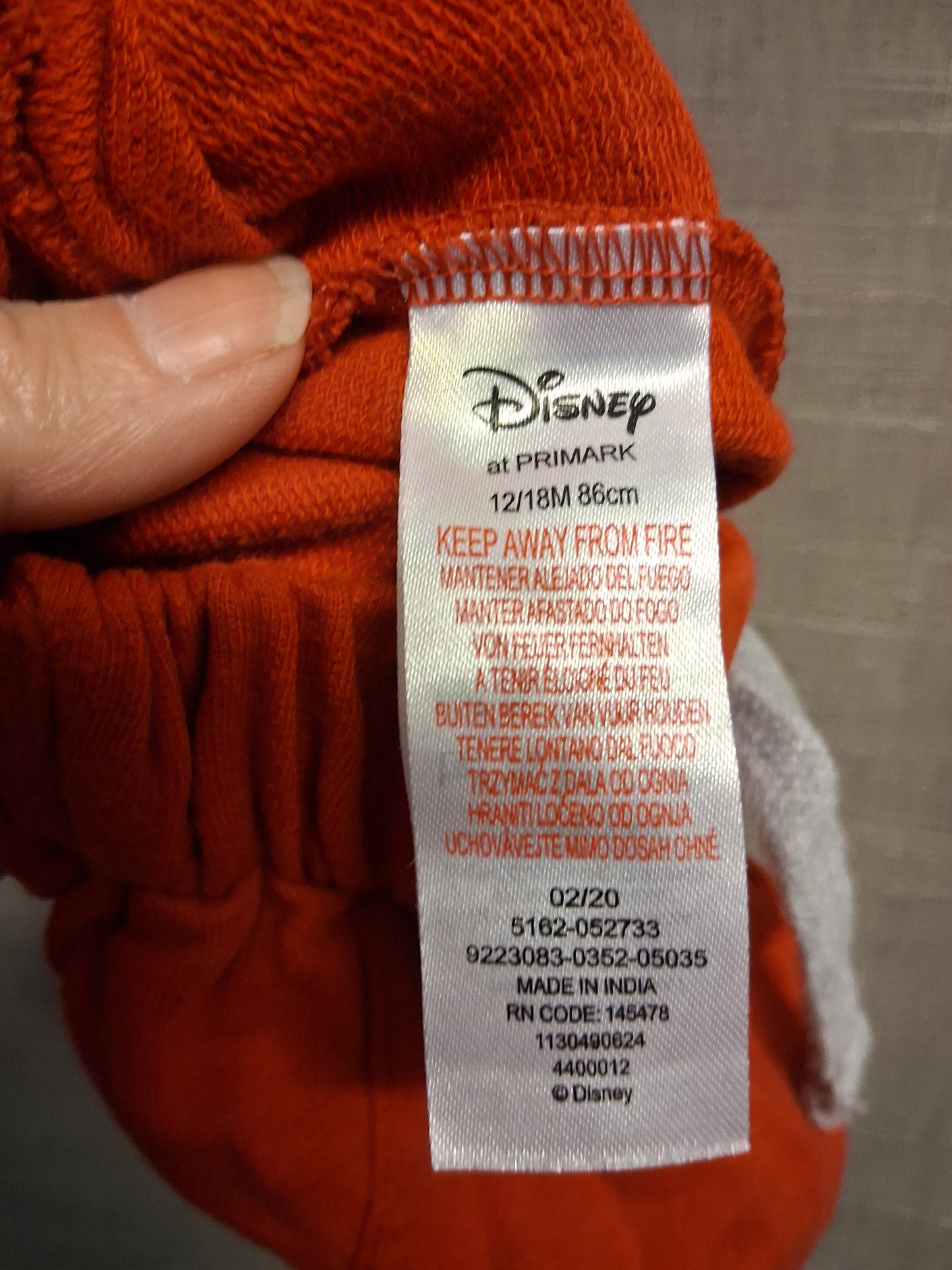 Disney Primark Mickey Mouse Red Jersey Jogger Shorts Age 12-18 Months