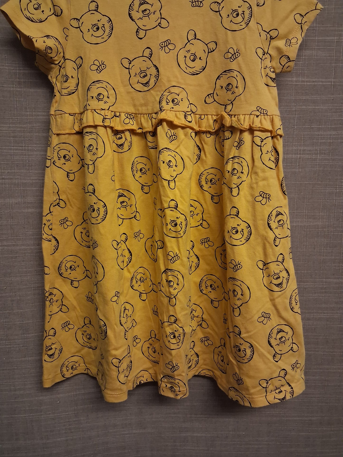 George Disney Winnie The Pooh Yellow Short Sleeve T-Shirt Dress Age 3-4 Years